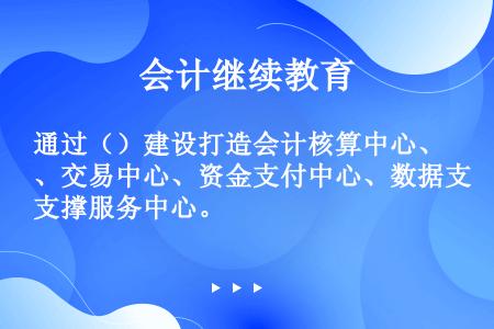 通过（）建设打造会计核算中心、交易中心、资金支付中心、数据支撑服务中心。