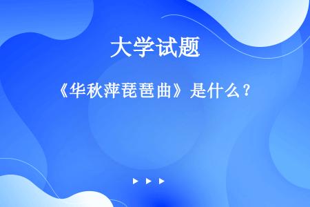 《华秋萍琵琶曲》是什么？