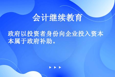 政府以投资者身份向企业投入资本属于政府补助。