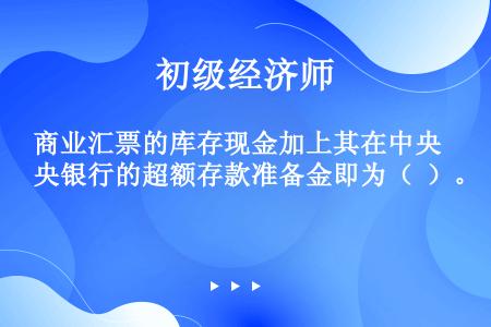 商业汇票的库存现金加上其在中央银行的超额存款准备金即为（  ）。