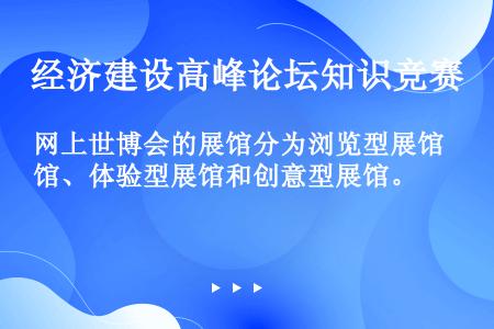 网上世博会的展馆分为浏览型展馆、体验型展馆和创意型展馆。