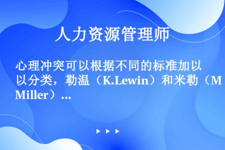 心理冲突可以根据不同的标准加以分类，勒温（K.Lewin）和米勒（Miller）根据欲望的指向性不同...