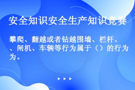 攀爬、翻越或者钻越围墙、栏杆、闸机、车辆等行为属于（）的行为。