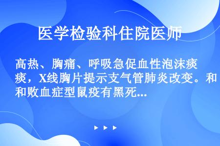 高热、胸痛、呼吸急促血性泡沫痰，X线胸片提示支气管肺炎改变。和败血症型鼠疫有黑死病之称的是（）