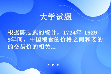 根据陈志武的统计，1724年-1929年间，中国粮食的价格之间和妾的交易价的相关系数大约是（）。