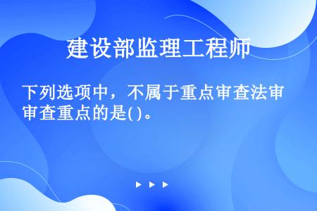 下列选项中，不属于重点审查法审查重点的是( )。