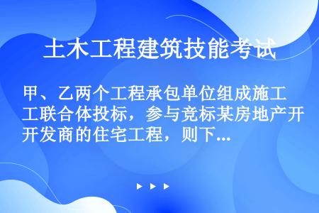 甲、乙两个工程承包单位组成施工联合体投标，参与竞标某房地产开发商的住宅工程，则下列说法错误的有（）。