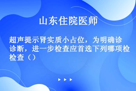 超声提示肾实质小占位，为明确诊断，进一步检查应首选下列哪项检查（）