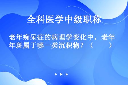 老年痴呆症的病理学变化中，老年斑属于哪一类沉积物？（　　）