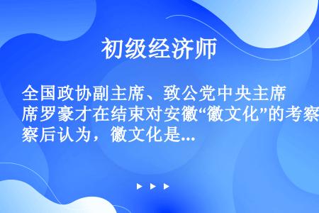 全国政协副主席、致公党中央主席罗豪才在结束对安徽“徽文化”的考察后认为，徽文化是中华文化的重要组成部...