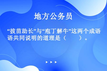 “拔苗助长”与“庖丁解牛”这两个成语共同说明的道理是（　　）。