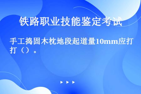 手工捣固木枕地段起道量10mm应打（）。