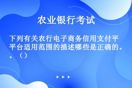 下列有关农行电子商务信用支付平台适用范围的描述哪些是正确的。（）