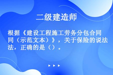 根据《建设工程施工劳务分包合同（示范文本）》，关于保险的说法，正确的是（）。