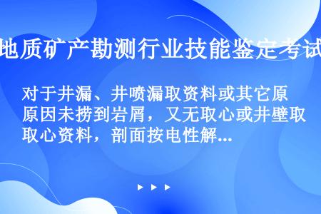 对于井漏、井喷漏取资料或其它原因未捞到岩屑，又无取心或井壁取心资料，剖面按电性解释，但不画色号，在备...