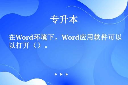 在Word环境下，Word应用软件可以打开（）。