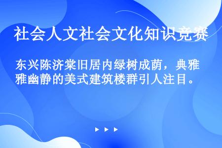 东兴陈济棠旧居内绿树成荫，典雅幽静的美式建筑楼群引人注目。