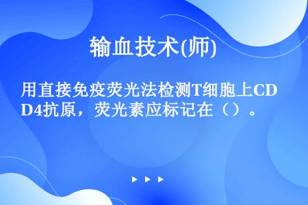 用直接免疫荧光法检测T细胞上CD4抗原，荧光素应标记在（）。