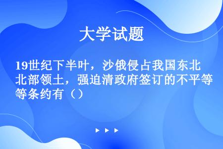 19世纪下半叶，沙俄侵占我国东北部领土，强迫清政府签订的不平等条约有（）