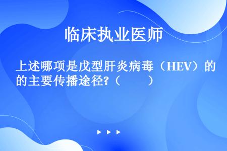 上述哪项是戊型肝炎病毒（HEV）的主要传播途径?（　　）