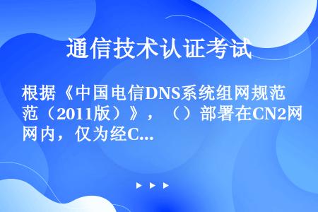 根据《中国电信DNS系统组网规范（2011版）》，（）部署在CN2网内，仅为经CN2访问互联网的用户...