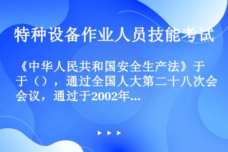 《中华人民共和国安全生产法》于（），通过全国人大第二十八次会议，通过于2002年11月1日施行。