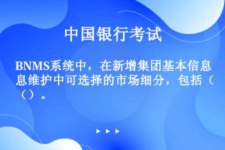 BNMS系统中，在新增集团基本信息维护中可选择的市场细分，包括（）。