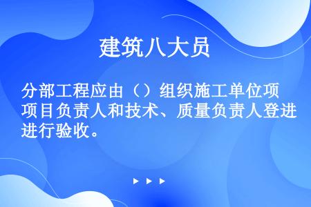 分部工程应由（）组织施工单位项目负责人和技术、质量负责人登进行验收。