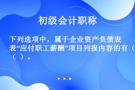 下列选项中，属于企业资产负债表“应付职工薪酬”项目列报内容的有（  ）。