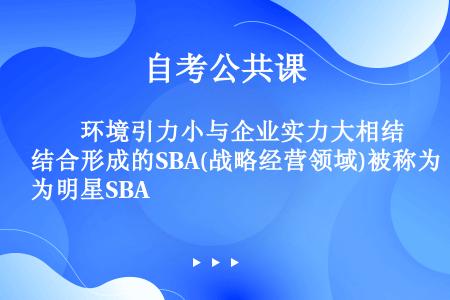 　　环境引力小与企业实力大相结合形成的SBA(战略经营领域)被称为明星SBA
