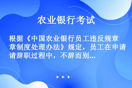 根据《中国农业银行员工违反规章制度处理办法》规定，员工在申请辞职过程中，不辞而别的，不得给予处理。