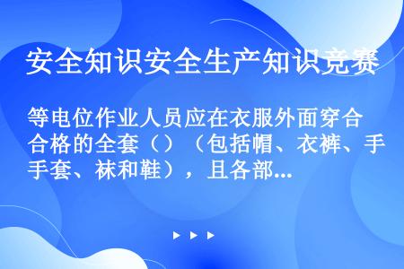 等电位作业人员应在衣服外面穿合格的全套（）（包括帽、衣裤、手套、袜和鞋），且各部分应连接良好。