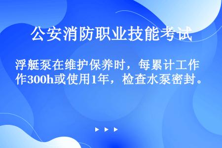 浮艇泵在维护保养时，每累计工作300h或使用1年，检查水泵密封。