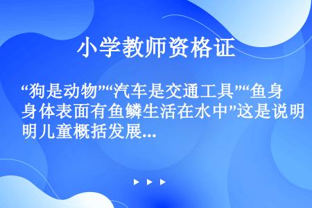 “狗是动物”“汽车是交通工具”“鱼身体表面有鱼鳞生活在水中”这是说明儿童概括发展的水平处于（）