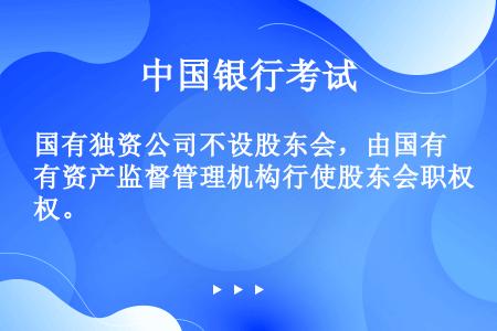 国有独资公司不设股东会，由国有资产监督管理机构行使股东会职权。