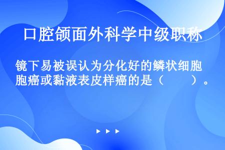 镜下易被误认为分化好的鳞状细胞癌或黏液表皮样癌的是（　　）。