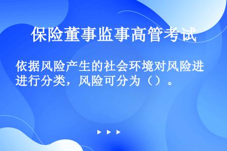 依据风险产生的社会环境对风险进行分类，风险可分为（）。