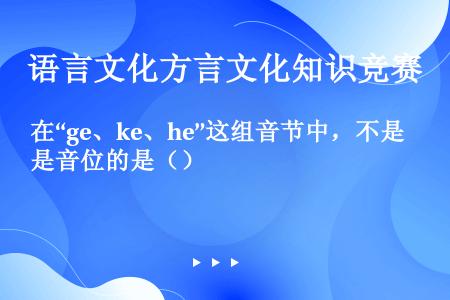 在“ge、ke、he”这组音节中，不是音位的是（）