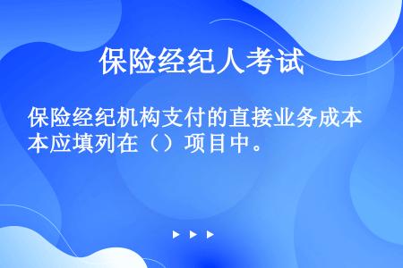 保险经纪机构支付的直接业务成本应填列在（）项目中。