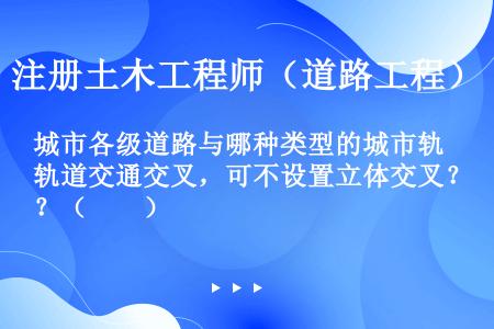 城市各级道路与哪种类型的城市轨道交通交叉，可不设置立体交叉？（　　）