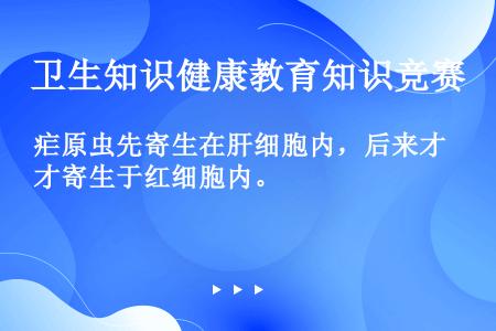 疟原虫先寄生在肝细胞内，后来才寄生于红细胞内。