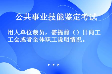 用人单位裁员，需提前（）日向工会或者全体职工说明情况。