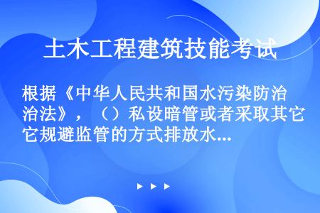 根据《中华人民共和国水污染防治法》，（）私设暗管或者采取其它规避监管的方式排放水污染物。