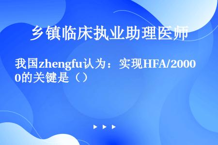 我国zhengfu认为：实现HFA/2000的关键是（）