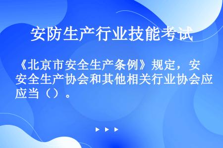 《北京市安全生产条例》规定，安全生产协会和其他相关行业协会应当（）。
