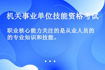 职业核心能力关注的是从业人员的专业知识和技能。