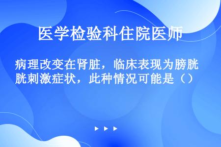 病理改变在肾脏，临床表现为膀胱刺激症状，此种情况可能是（）