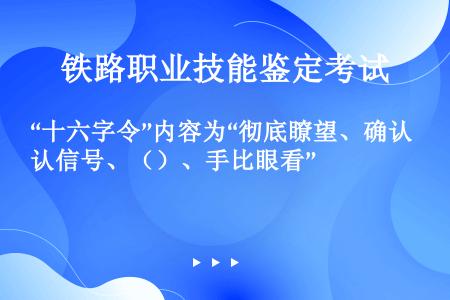 “十六字令”内容为“彻底瞭望、确认信号、（）、手比眼看”