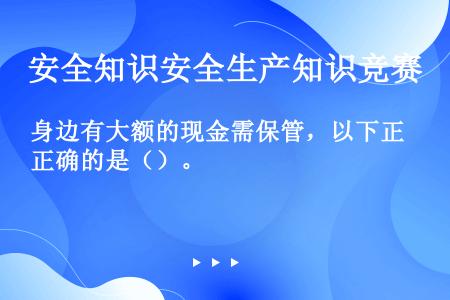 身边有大额的现金需保管，以下正确的是（）。