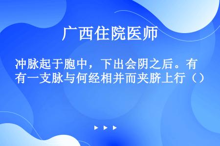 冲脉起于胞中，下出会阴之后。有一支脉与何经相并而夹脐上行（）